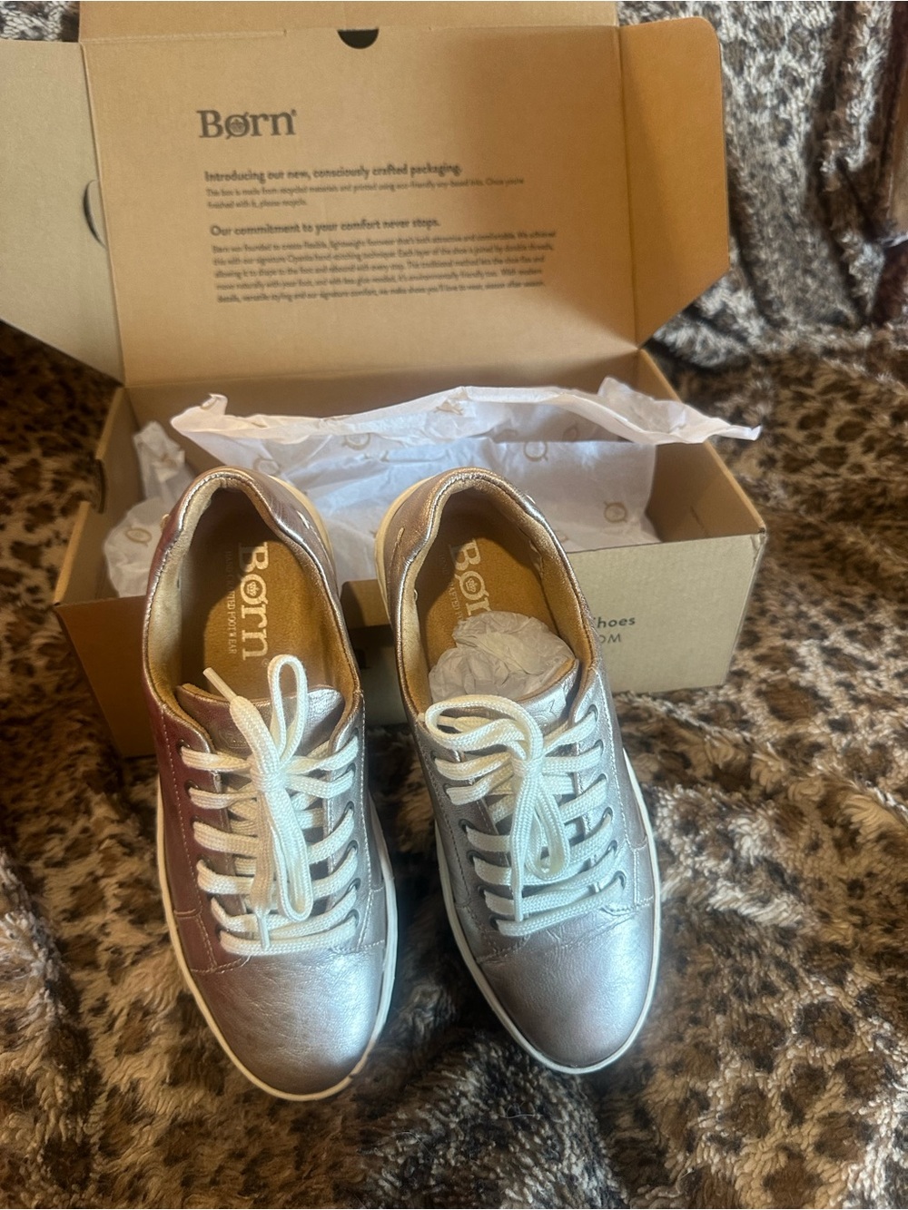 Born Women's Metallic Lace-Up Sneakers in gold.